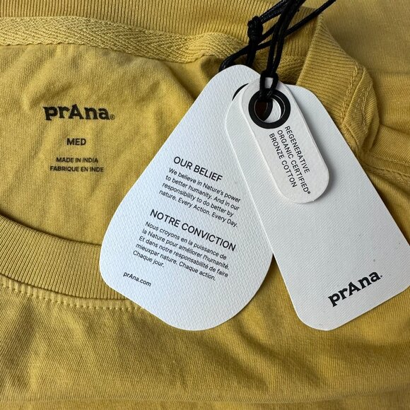 prAna Men's Everyday Organic Cotton Short Sleeve Tee Shirt, Size Medium, Pollen - Picture 8 of 13